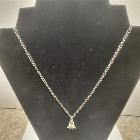 Silver Chain and Silver Ghost Charm Necklace - Picture 4 of 6